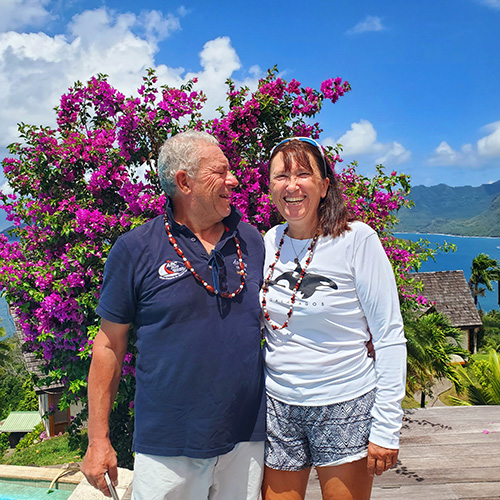 Ian and Fiona Patience of yacht Asante in Hiva Oa, French Polynesia