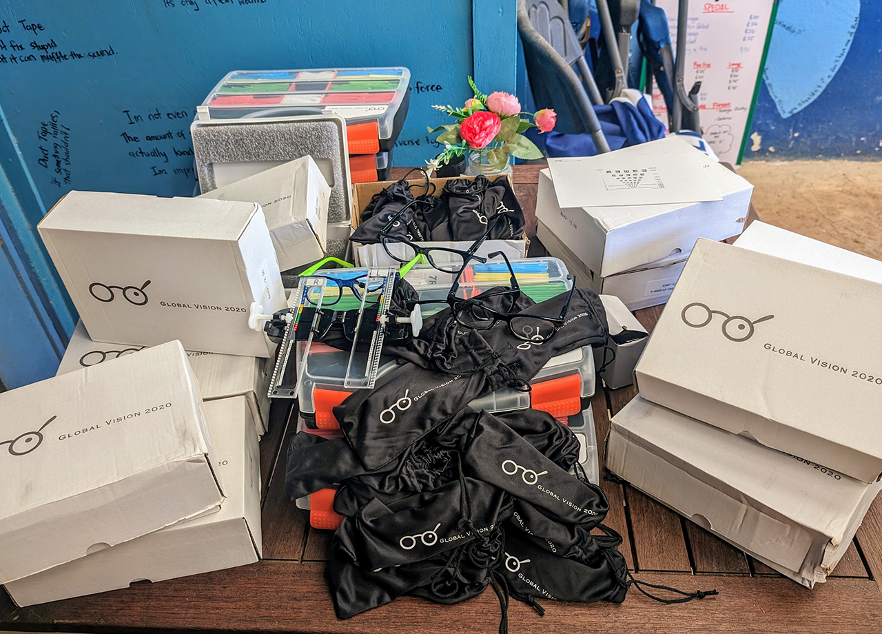 Boxes of donations for Global Vision 2020 carried by the World ARC 2024 fleet to Tonga